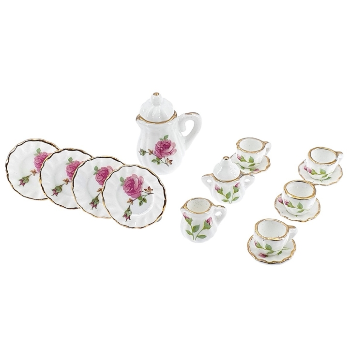 Coffee service, rose décor, 15 pcs