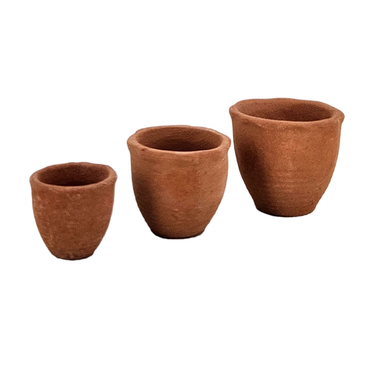 Terracotta Töpfe, welliger Rand, 3 Stück