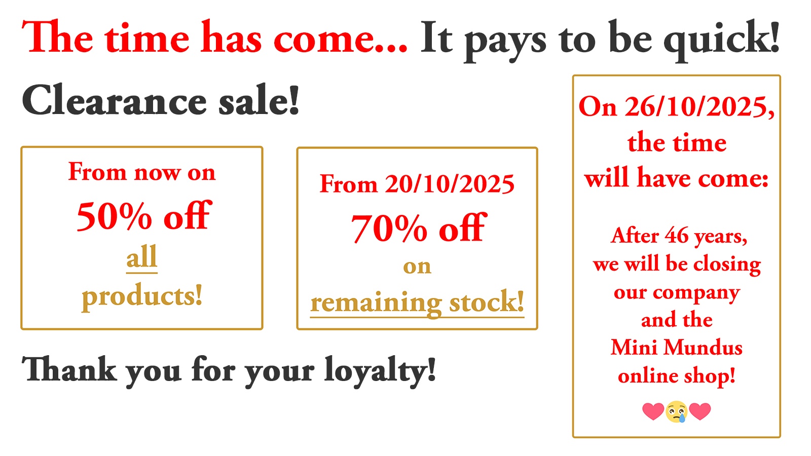 Take advantage of this last chance to make your dream come true!